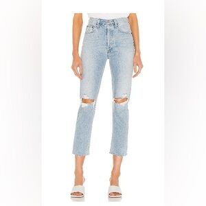 Agolde Riley High Rise Straight Crop Jeans.